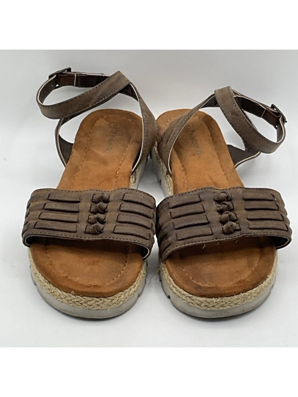 Bearpaw Women’s Size 8 Brown Espadrille Wedge Ankle Strap Sandals